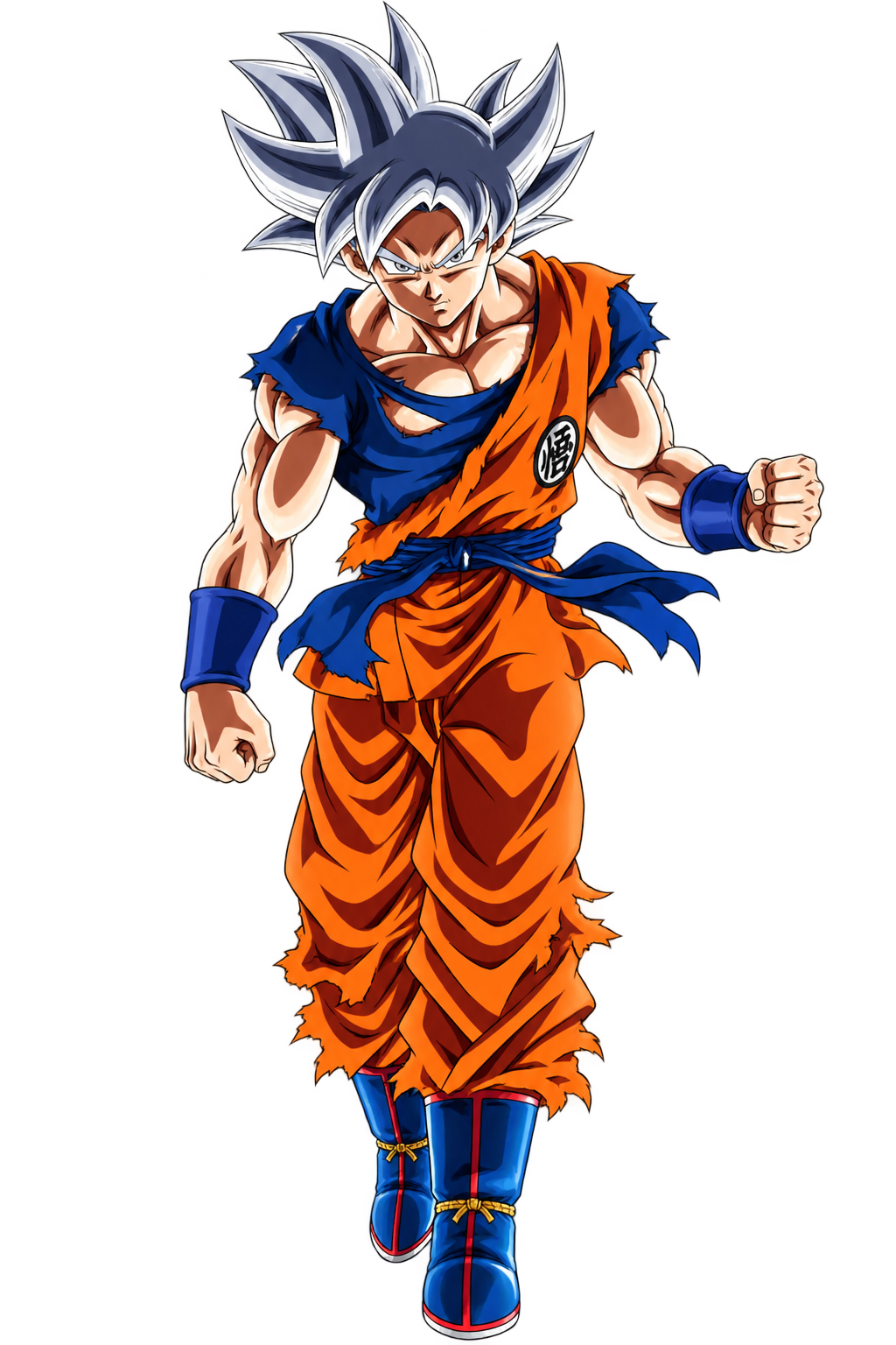 Son Goku Ultra Instinct hoàn mỹ, tóc bạc và võ phục cam xanh